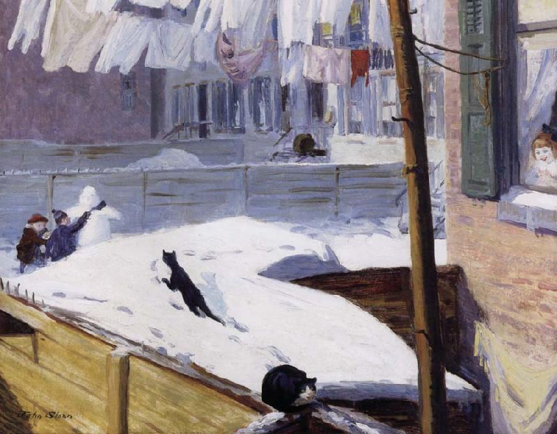 John sloan Backyards,Greenwich Village